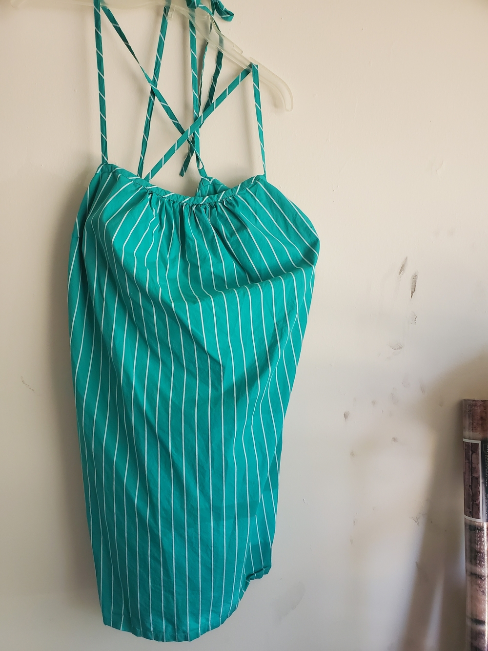 A New Day Green Pinstripe Summer Dress with Spaghetti Straps